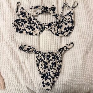 Floral Bikini Set in Black and White